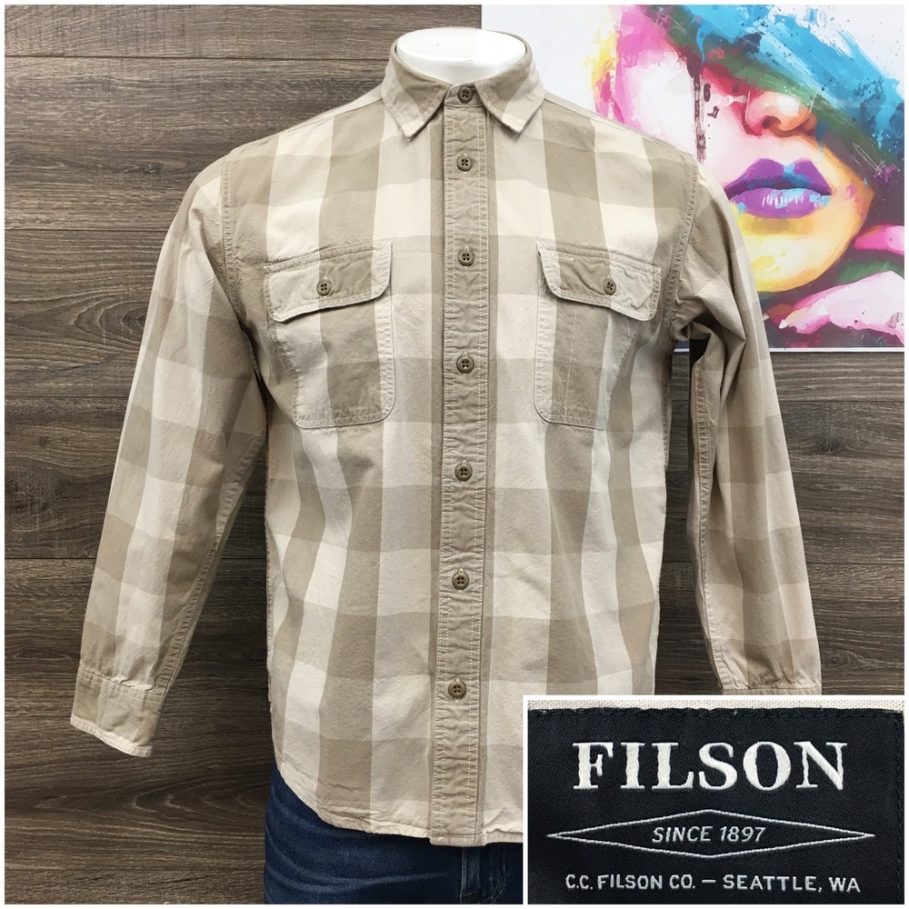 Filson Mens Kitsap Cotton Long Sleeve Button Down Work Shirt Size M
